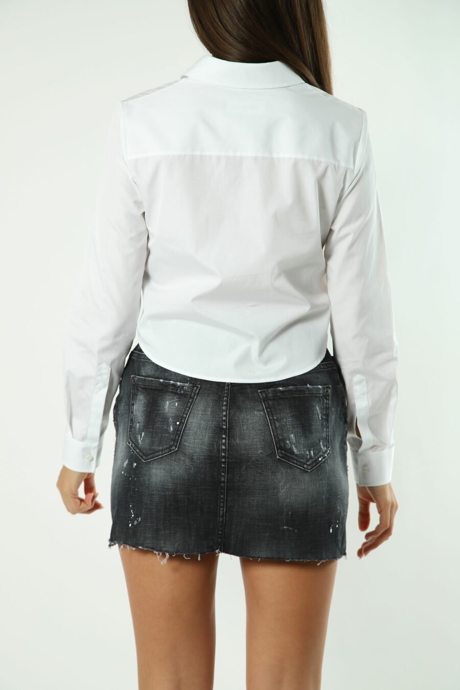 Chemise courte blanche avec double icône mini-logo - Photos 1634