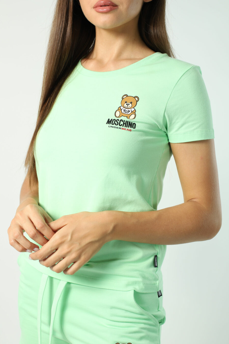 Camiseta verde menta slim fit con logo oso underbear - Photos 2339