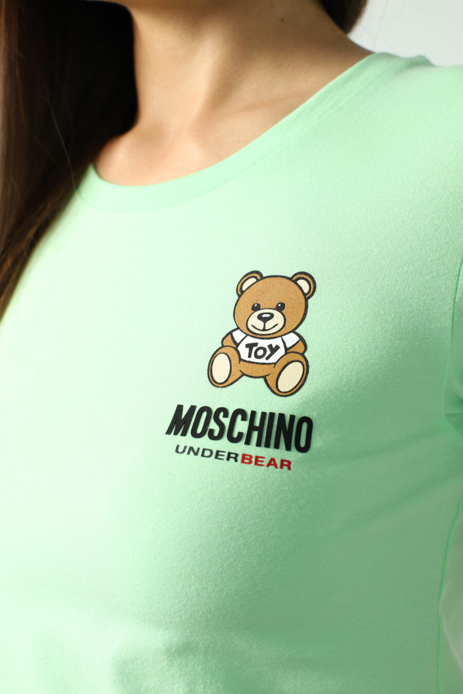 Camiseta verde menta slim fit con logo oso underbear - Photos 2346