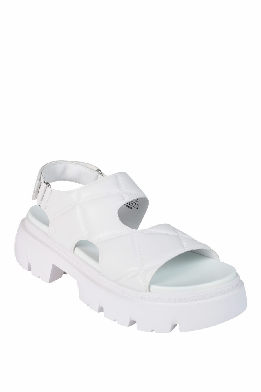 White cushioned crossover sandals with platform and logo - 5059529245473 2