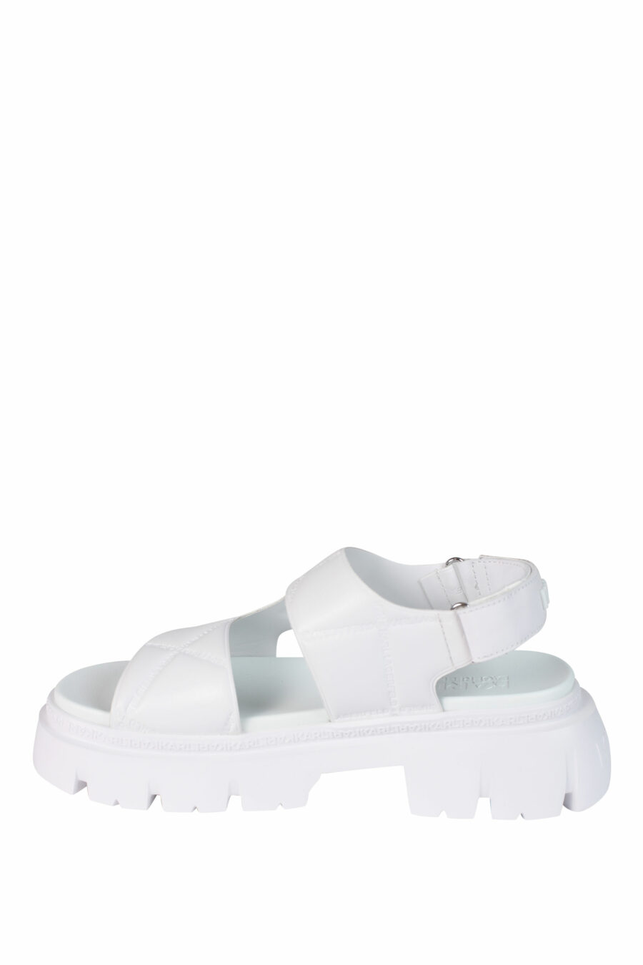 White cushioned crossover sandals with platform and logo - 5059529245473 3