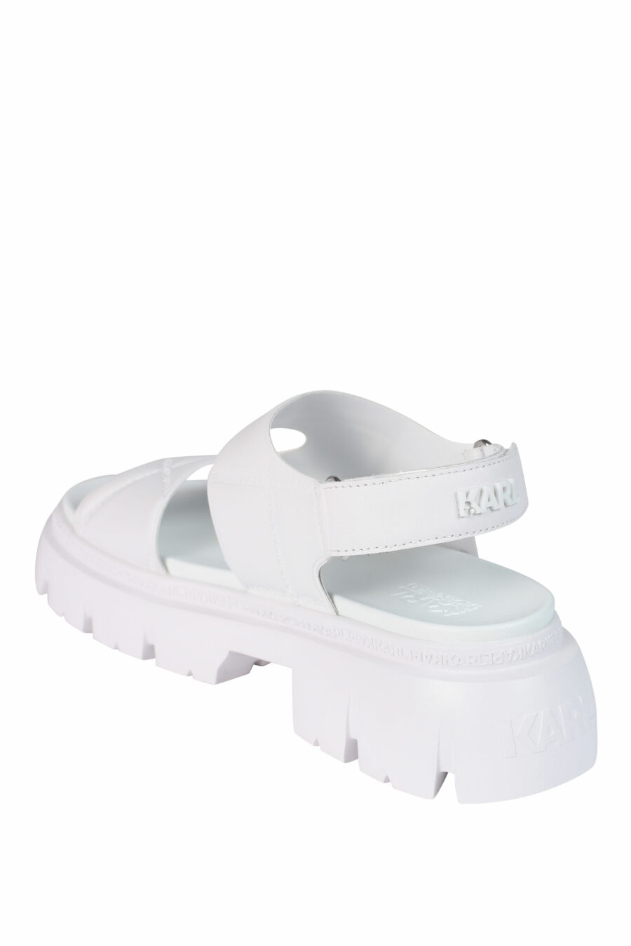 White cushioned crossover sandals with platform and logo - 5059529245473 4