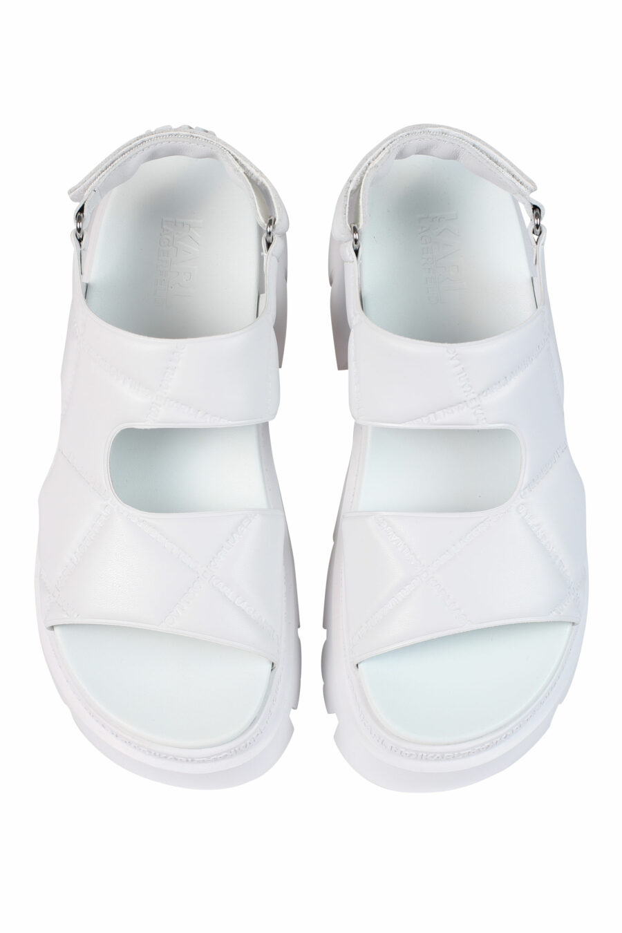 White cushioned crossover sandals with platform and logo - 5059529245473 5