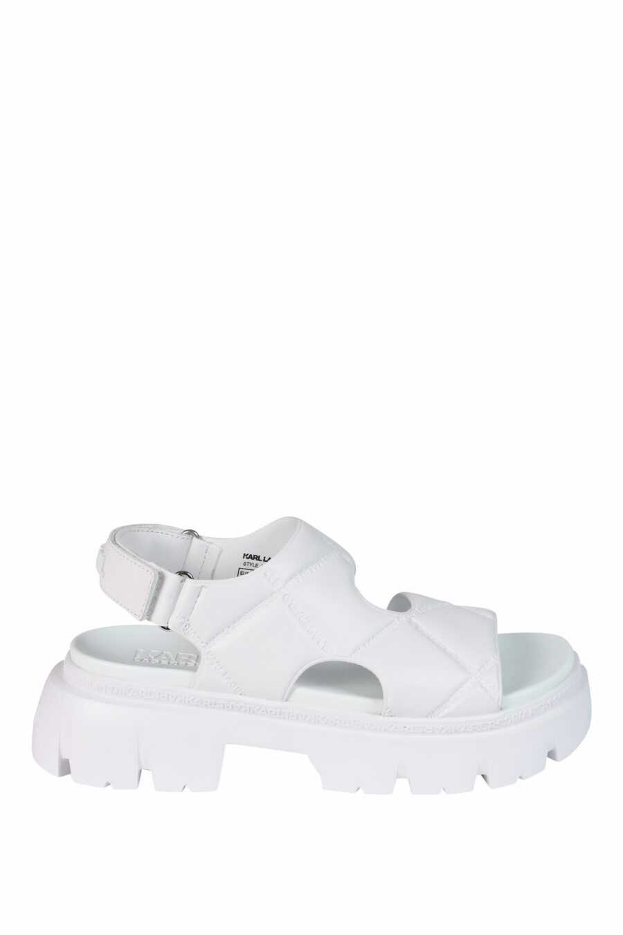 White cushioned crossover sandals with platform and logo - 5059529245473