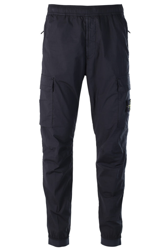 Stone Island - Dark blue cargo style trousers with snap and patch