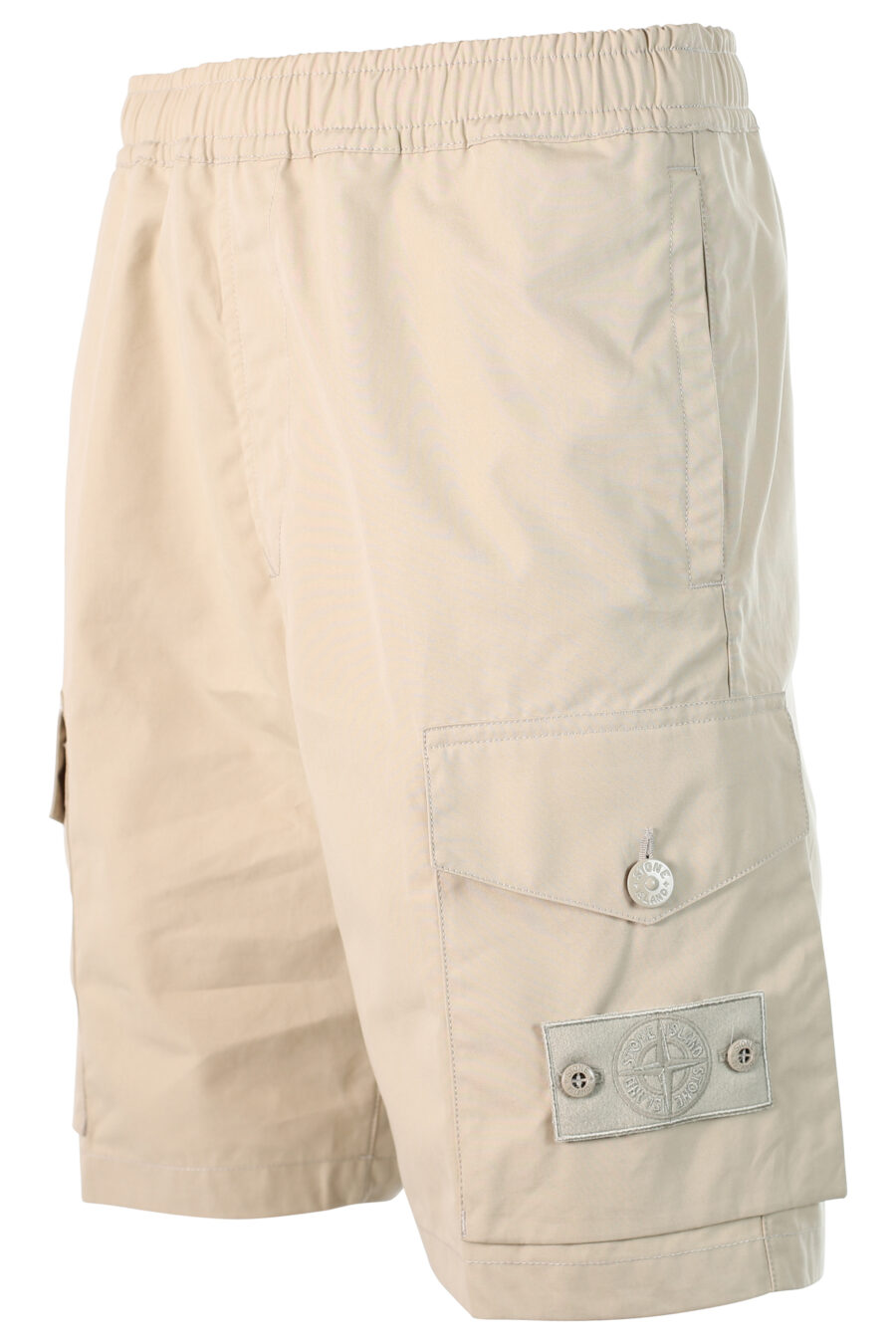 Pantalón beige corto estilo cargo con parche - 8052572538285 2