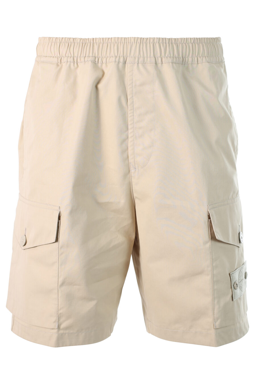 Pantalón beige corto estilo cargo con parche - 8052572538285