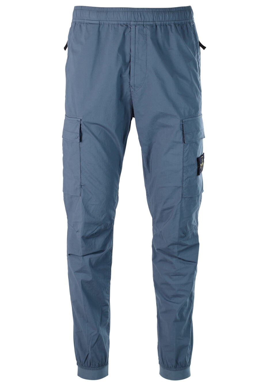 Pantalón azul estilo cargo con resorte y parche - 8052572543081