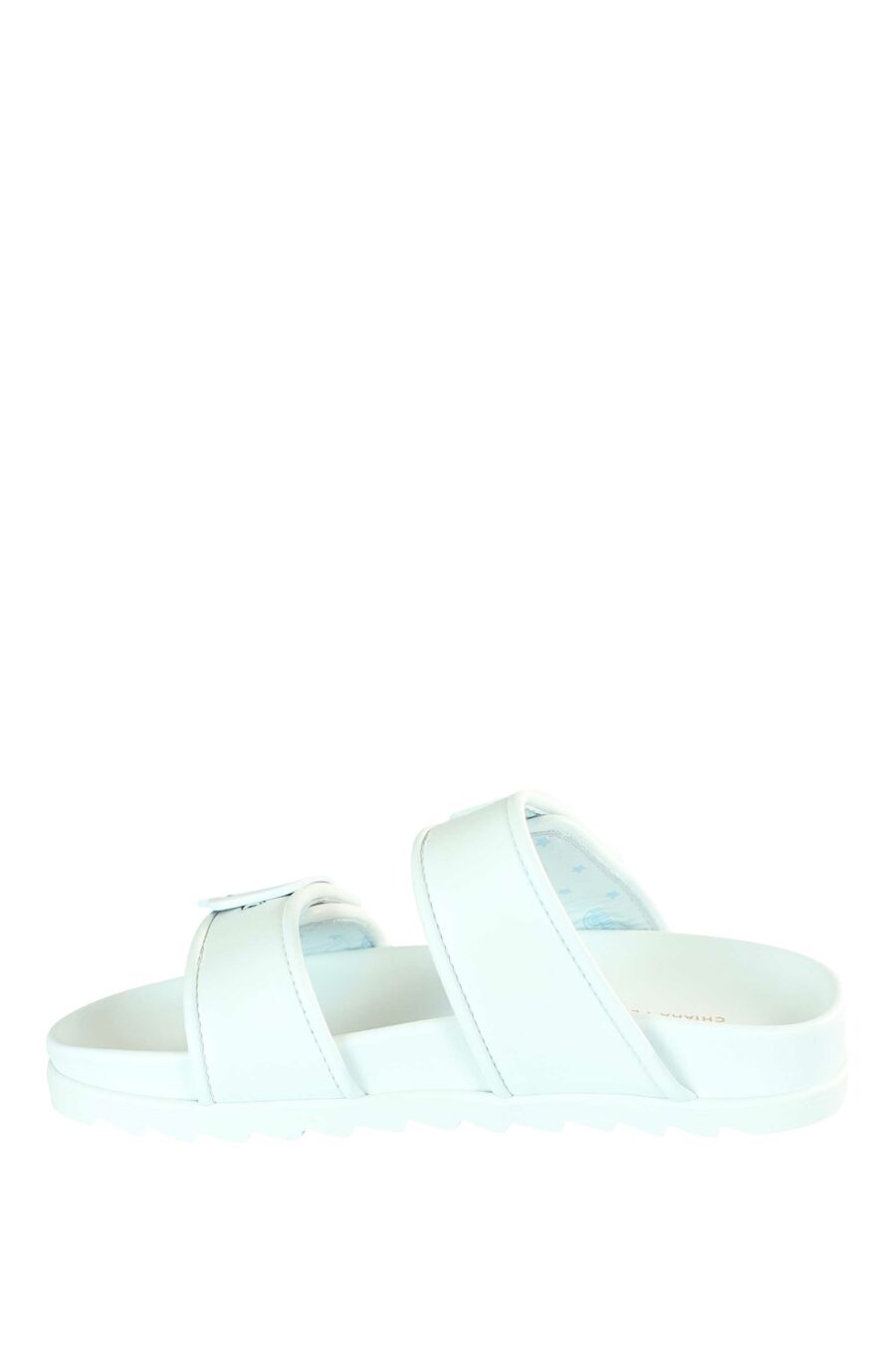 White sandals with monochrome metal eye logo - 8054145748138 3
