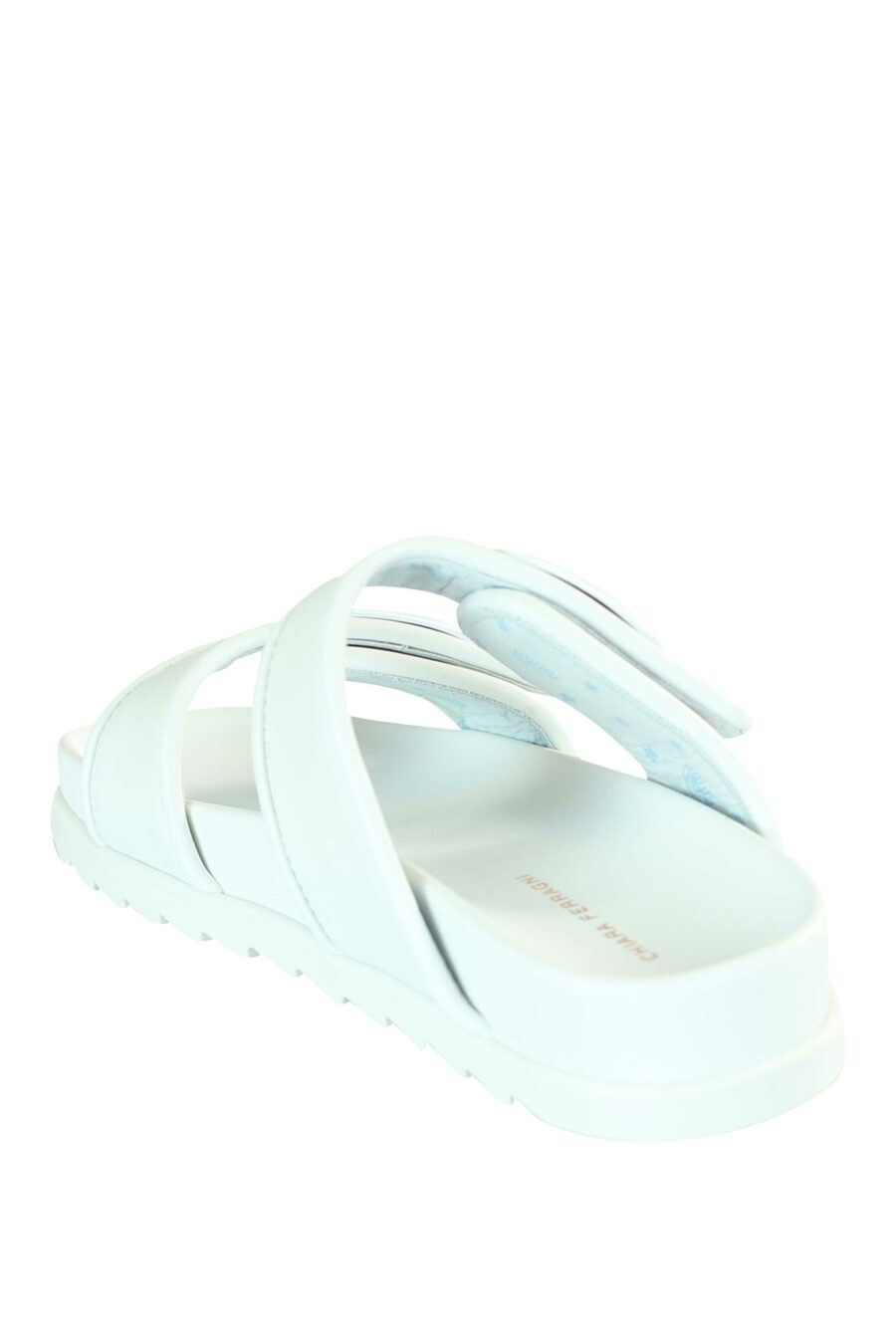 White sandals with monochrome metal eye logo - 8054145748138 4