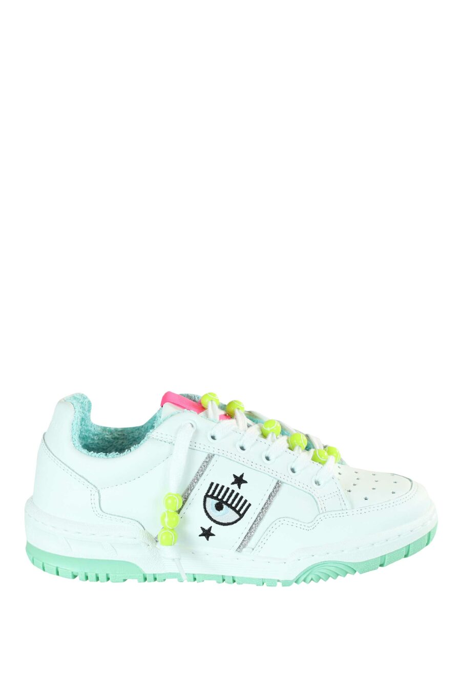 White trainers with eye logo and multicoloured details - 8059388228850