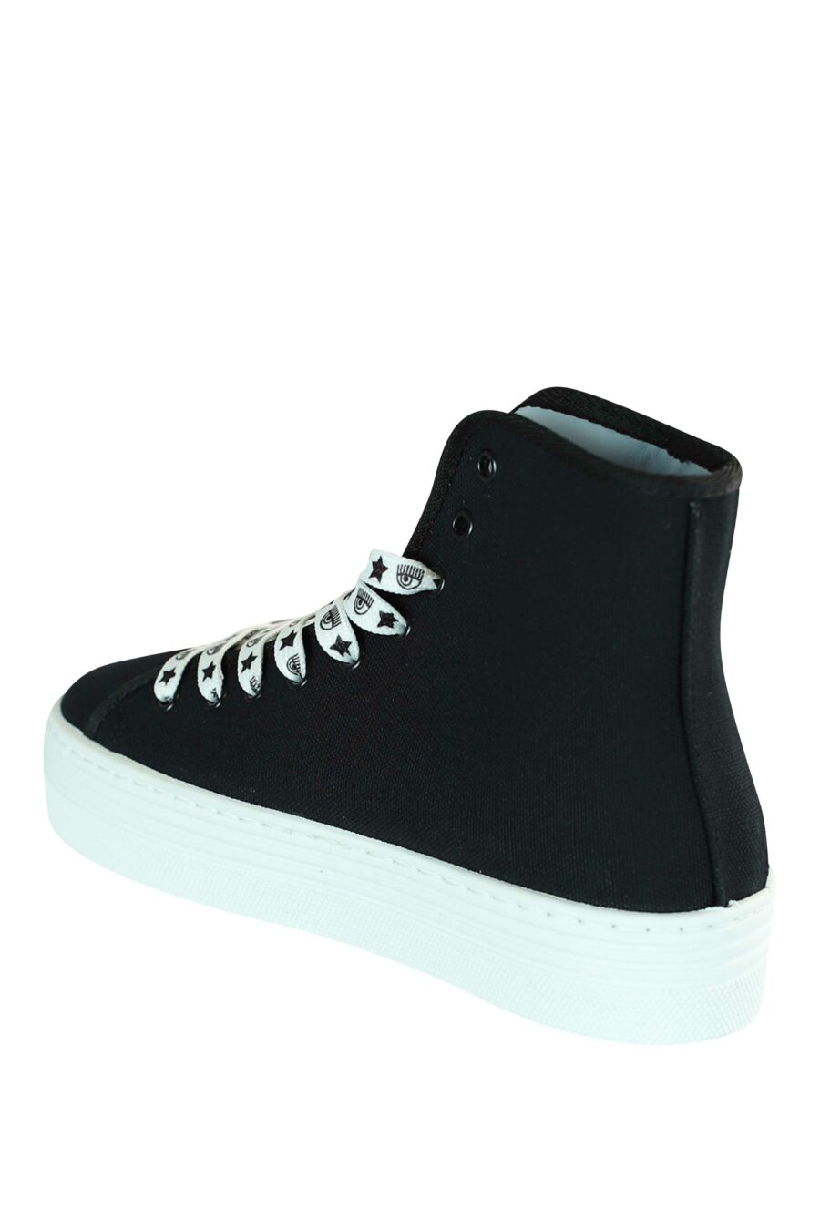 Black high top trainers with platform and embroidered star and eye logo - 8059388229093 4