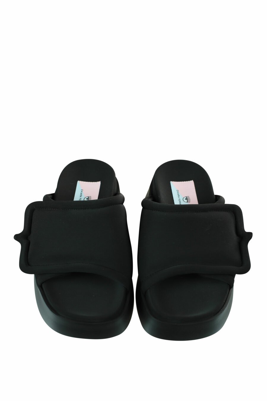 Black sandals with velcro and black platform - 8059482630771 5