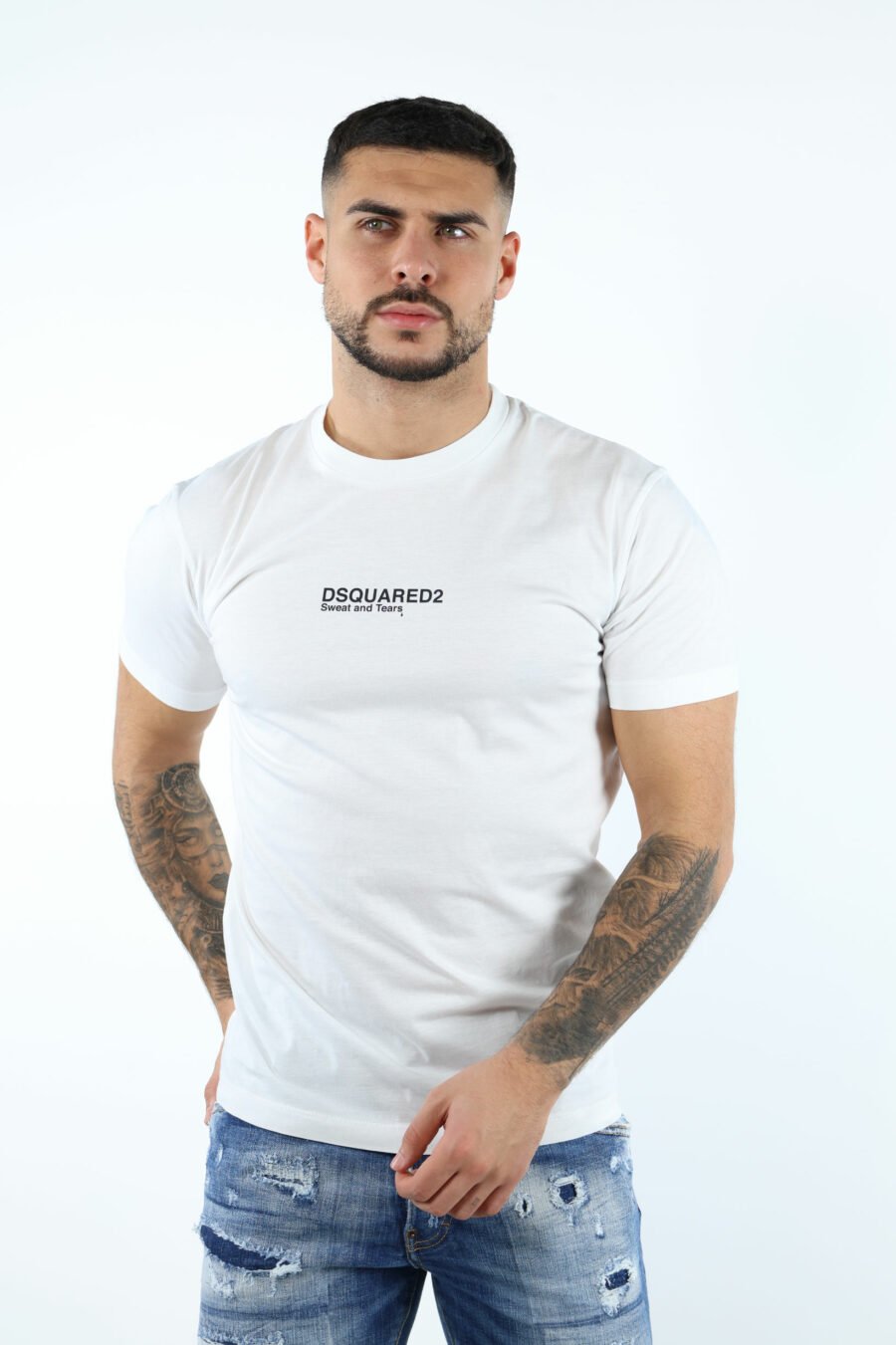 Dsquared2 - T-shirt branca com o logótipo suor e lágrimas - BLS Fashion
