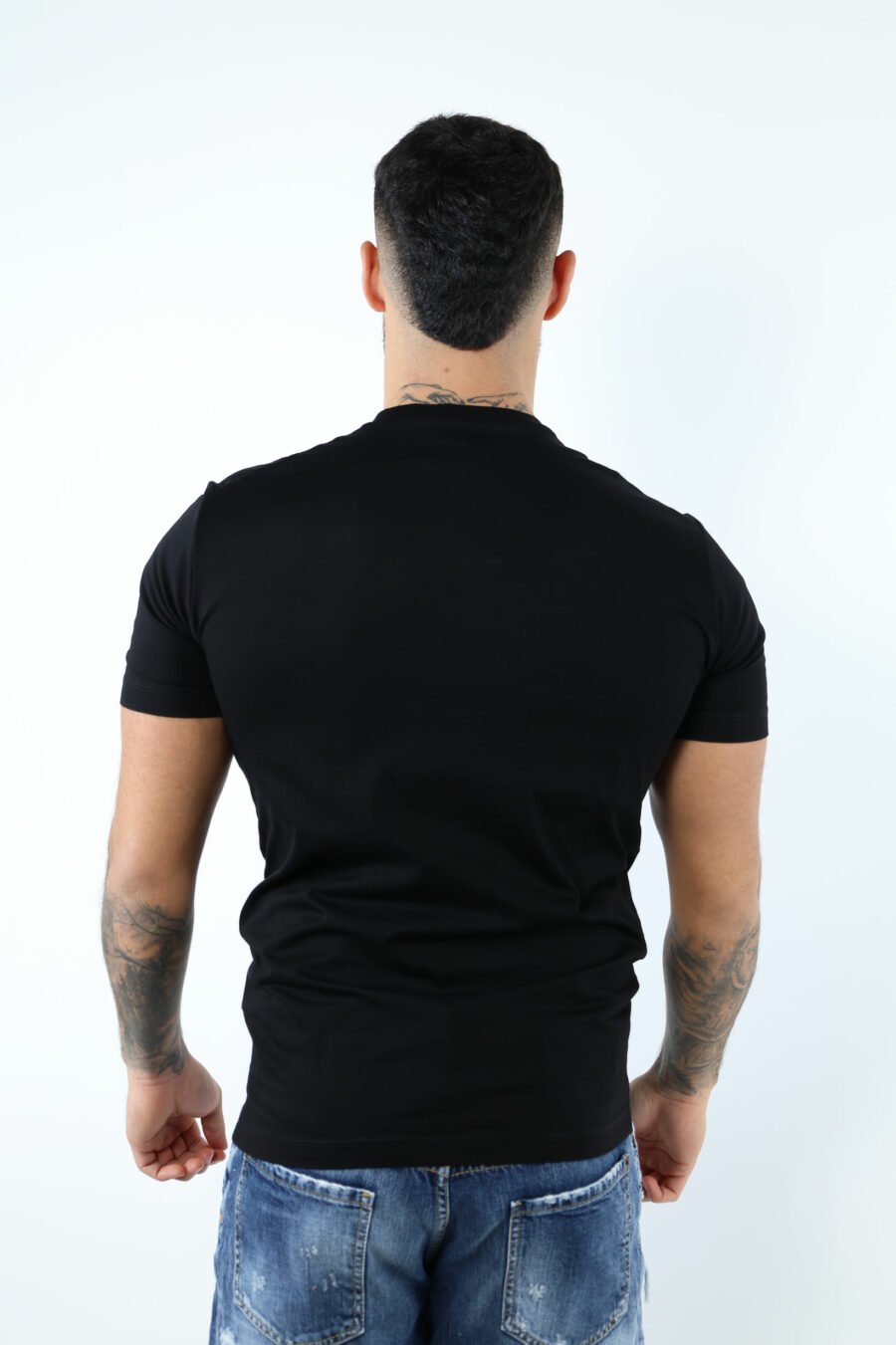 T-shirt noir avec minilogue centré - 106869