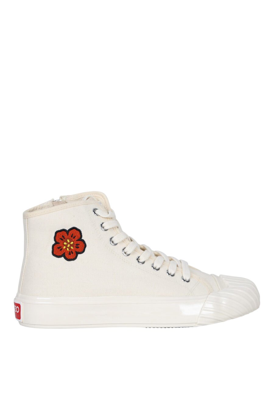 Cream coloured "kenzo school" high top trainers with "boke flower" logo - 3612230423435