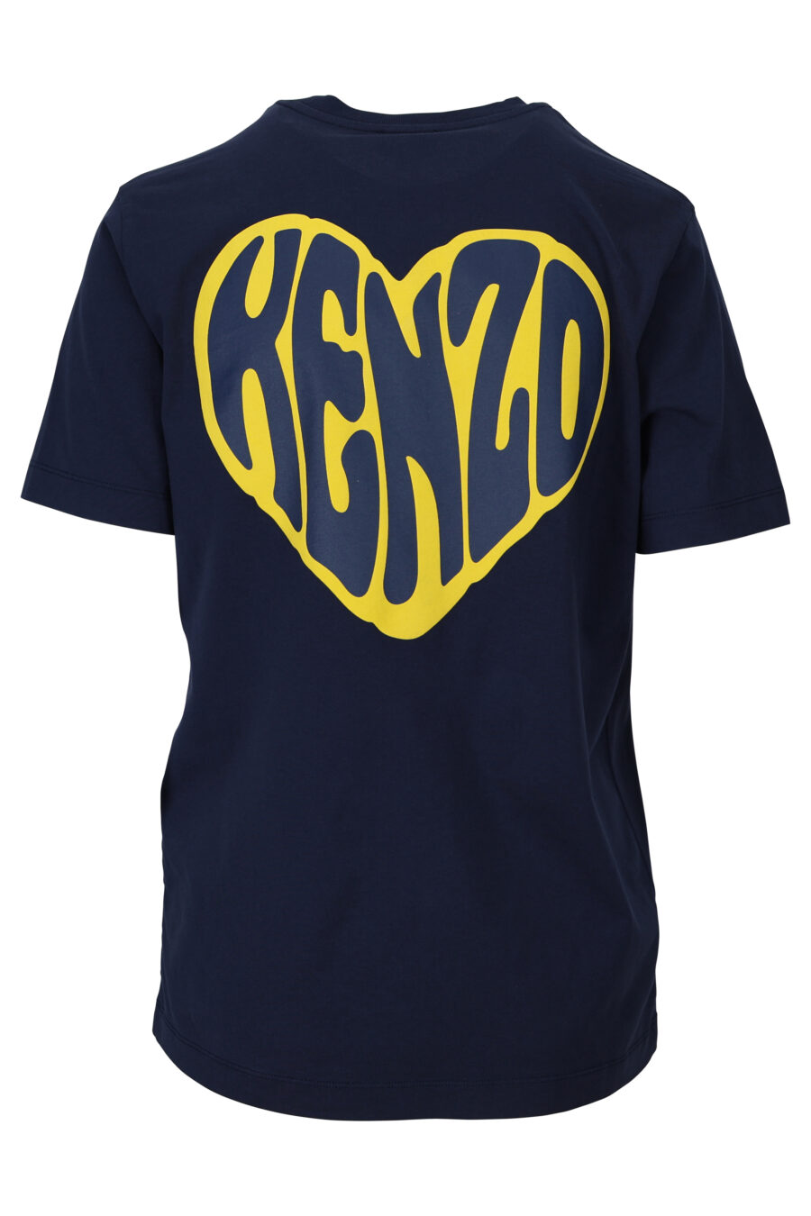 T-shirt bleu foncé avec mini-logo en forme de cœur jaune - 3612230511040 1