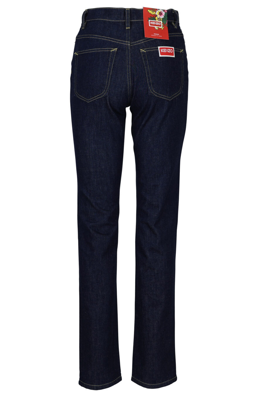 Gerade dunkelblaue Jeans mit Minilogue "kenzo paris" - 3612230511927 2