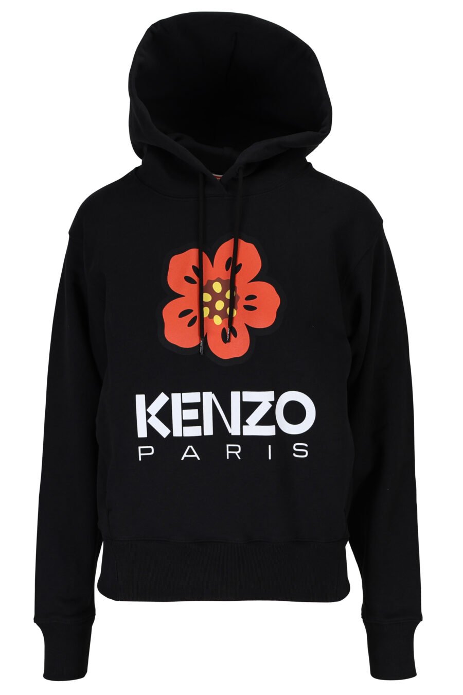 Black hooded sweatshirt with maxilogo "boke flower" - 3612230512559