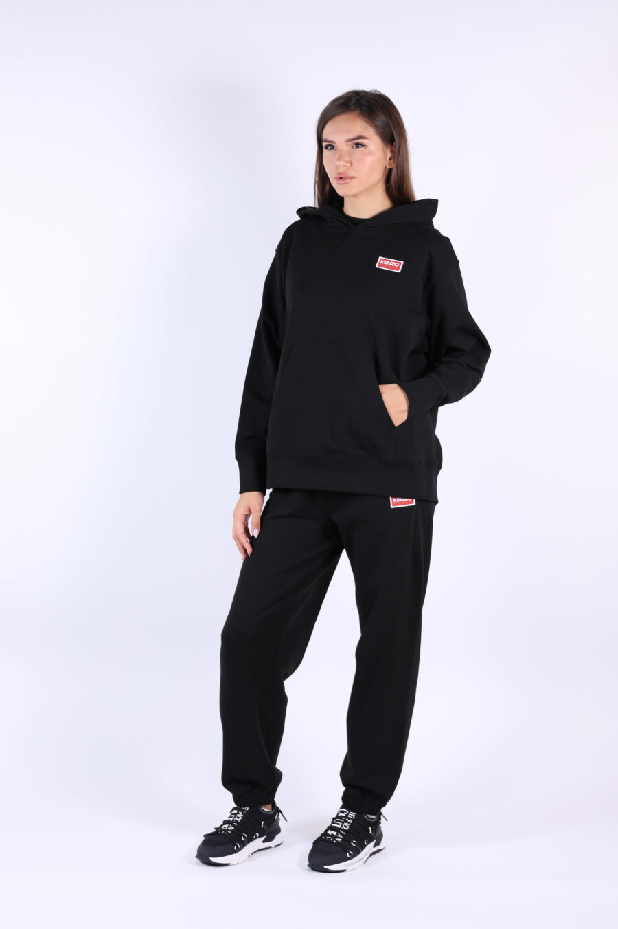 Oversize black hooded sweatshirt with "kenzo paris" logo - 361223051567301578