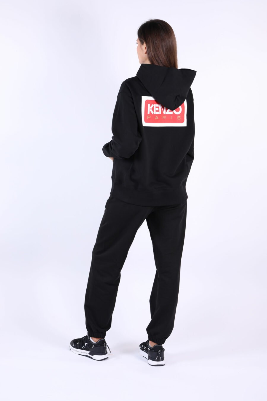 Oversize black hooded sweatshirt with "kenzo paris" logo - 361223051567301579