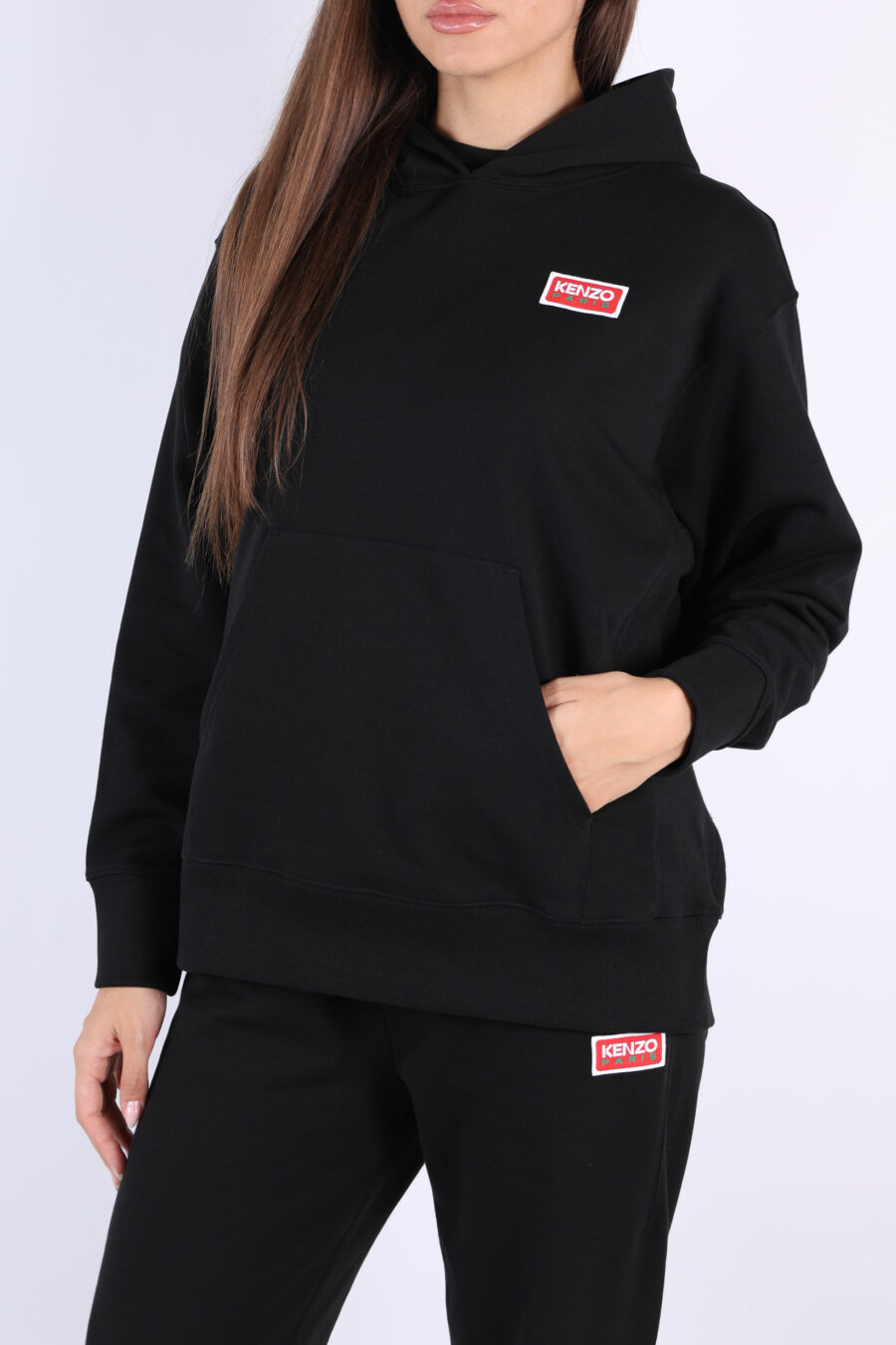Oversize black hooded sweatshirt with "kenzo paris" logo - 361223051567301580