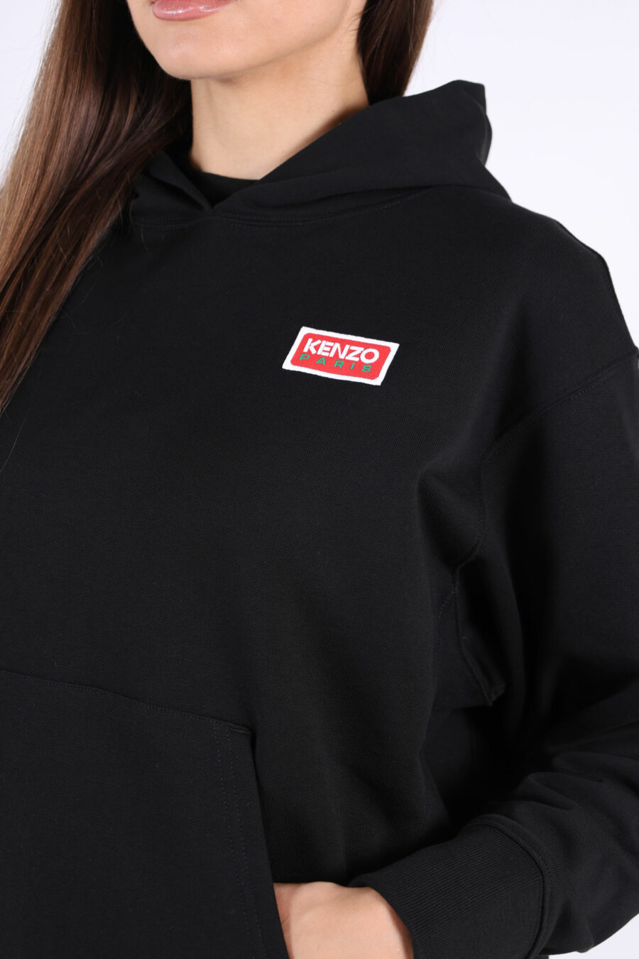 Oversize black hooded sweatshirt with "kenzo paris" logo - 361223051567301582