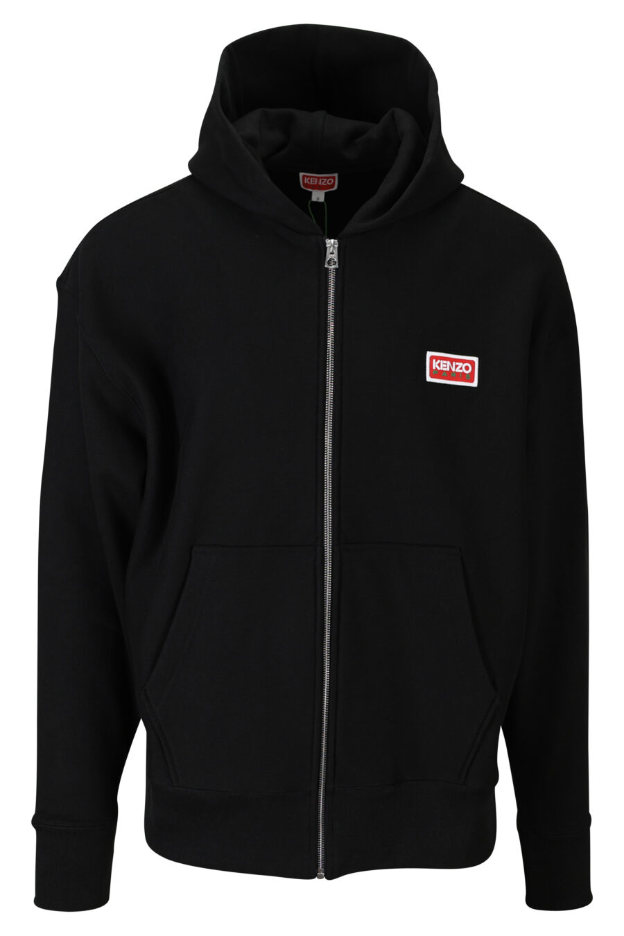 Black oversize sweatshirt with hood and zip and "kenzo paris" logo - 3612230539334