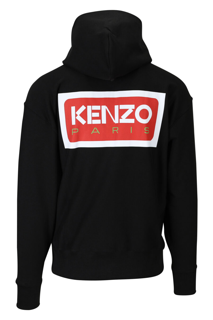 Sweatshirt preta de tamanho grande com capuz e fecho de correr e logótipo "kenzo paris" - 3612230539334 1