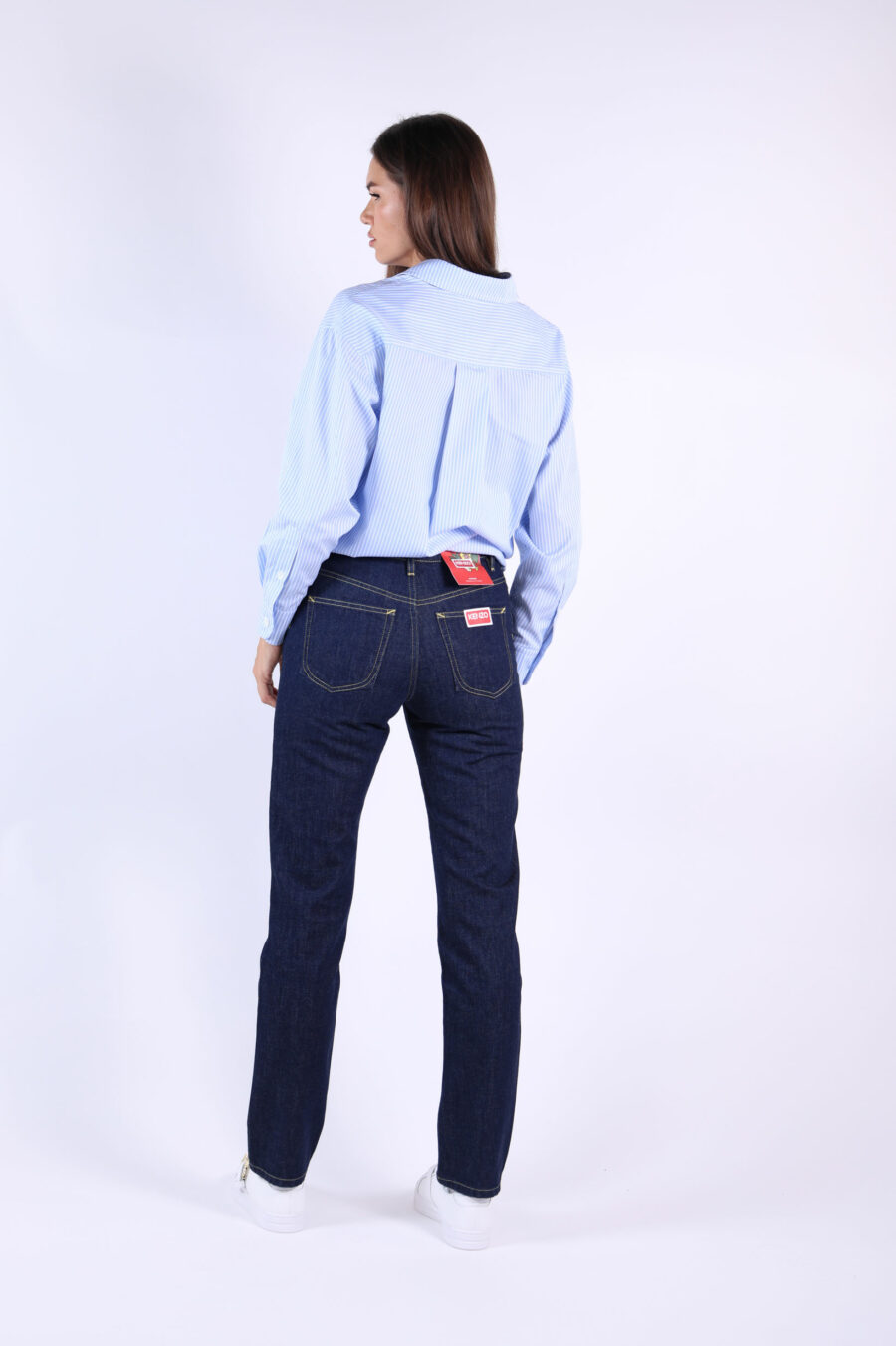 Gerade dunkelblaue Jeans mit Minilogue "kenzo paris" - 361223054662201714
