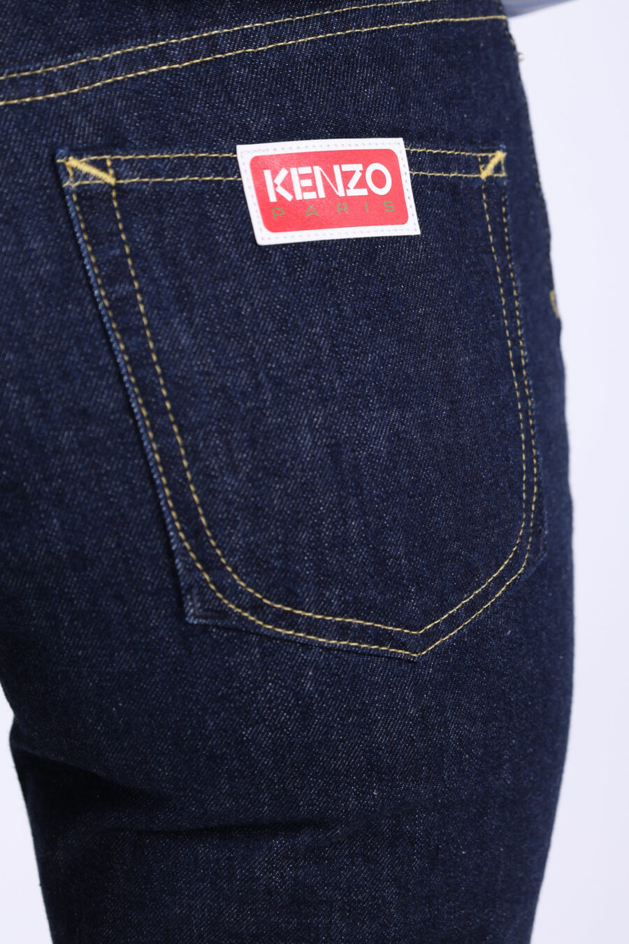 Pantalón vaquero azul oscuro recto con minilogo "kenzo paris" - 361223054662201716