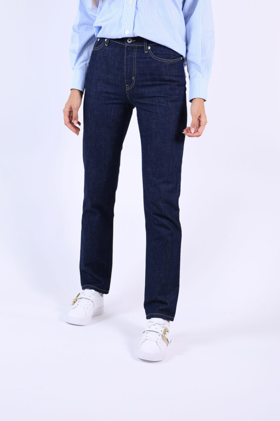 Gerade dunkelblaue Jeans mit Minilogue "kenzo paris" - 361223054662201717