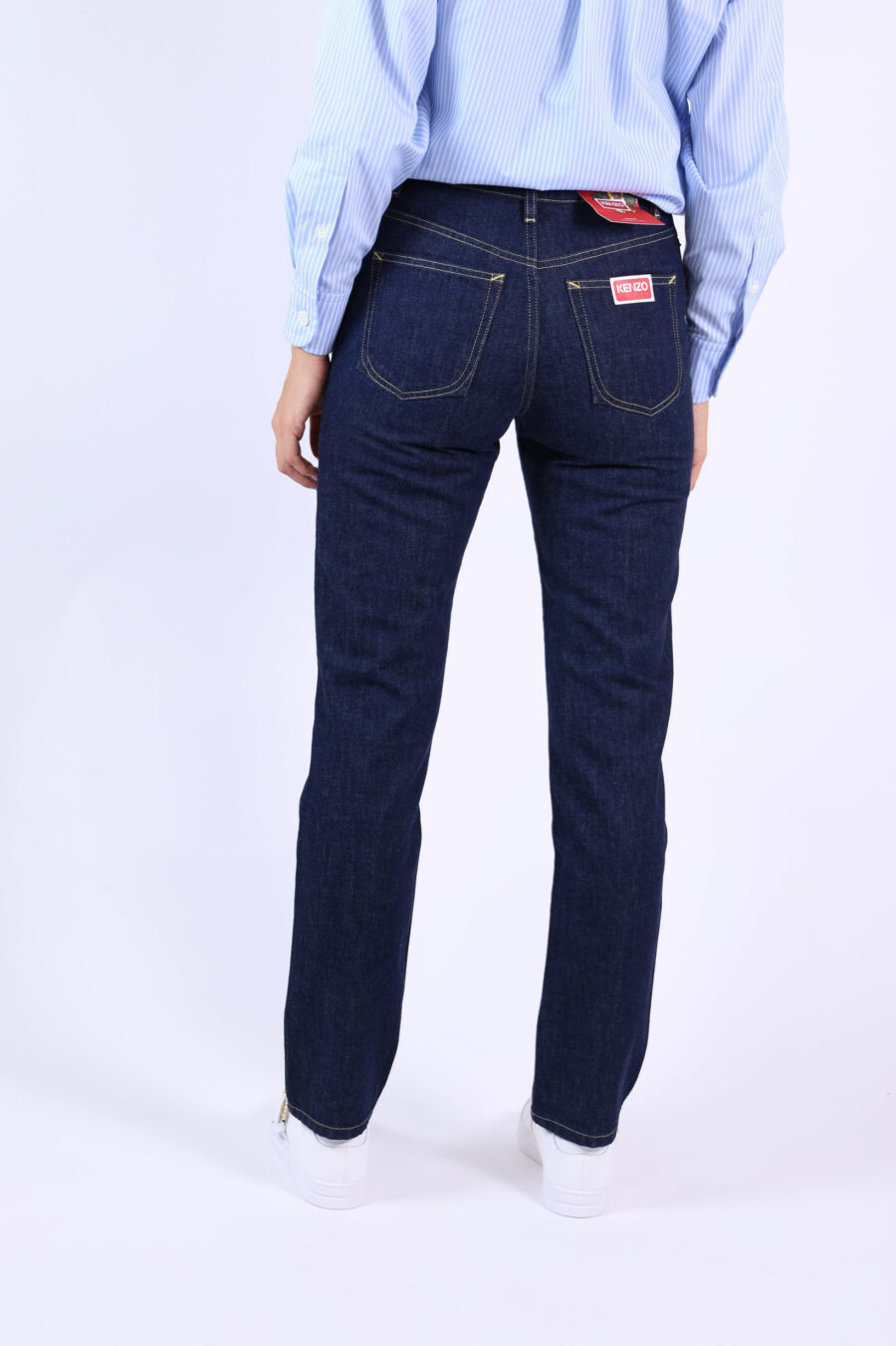 Gerade dunkelblaue Jeans mit Minilogue "kenzo paris" - 361223054662201718