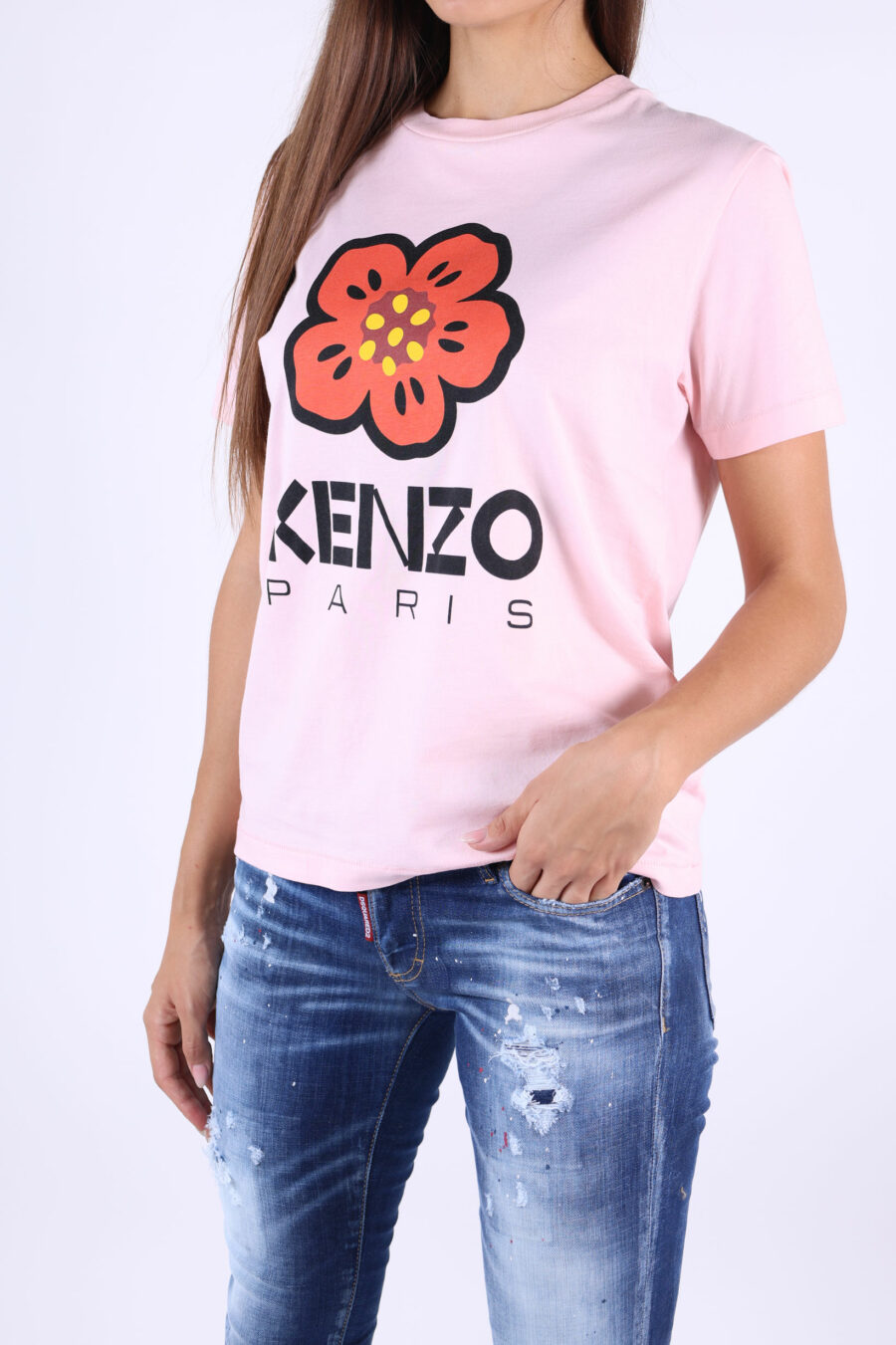 Pink T-shirt with "boke flower" maxilogo - 361223054662201897