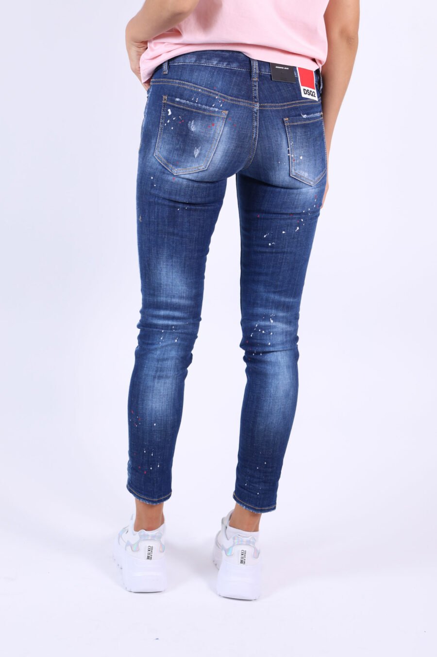 Jeans "Jennifer Jean" blau mit Farbspritzern und verblichenem Effekt - 361223054662201902