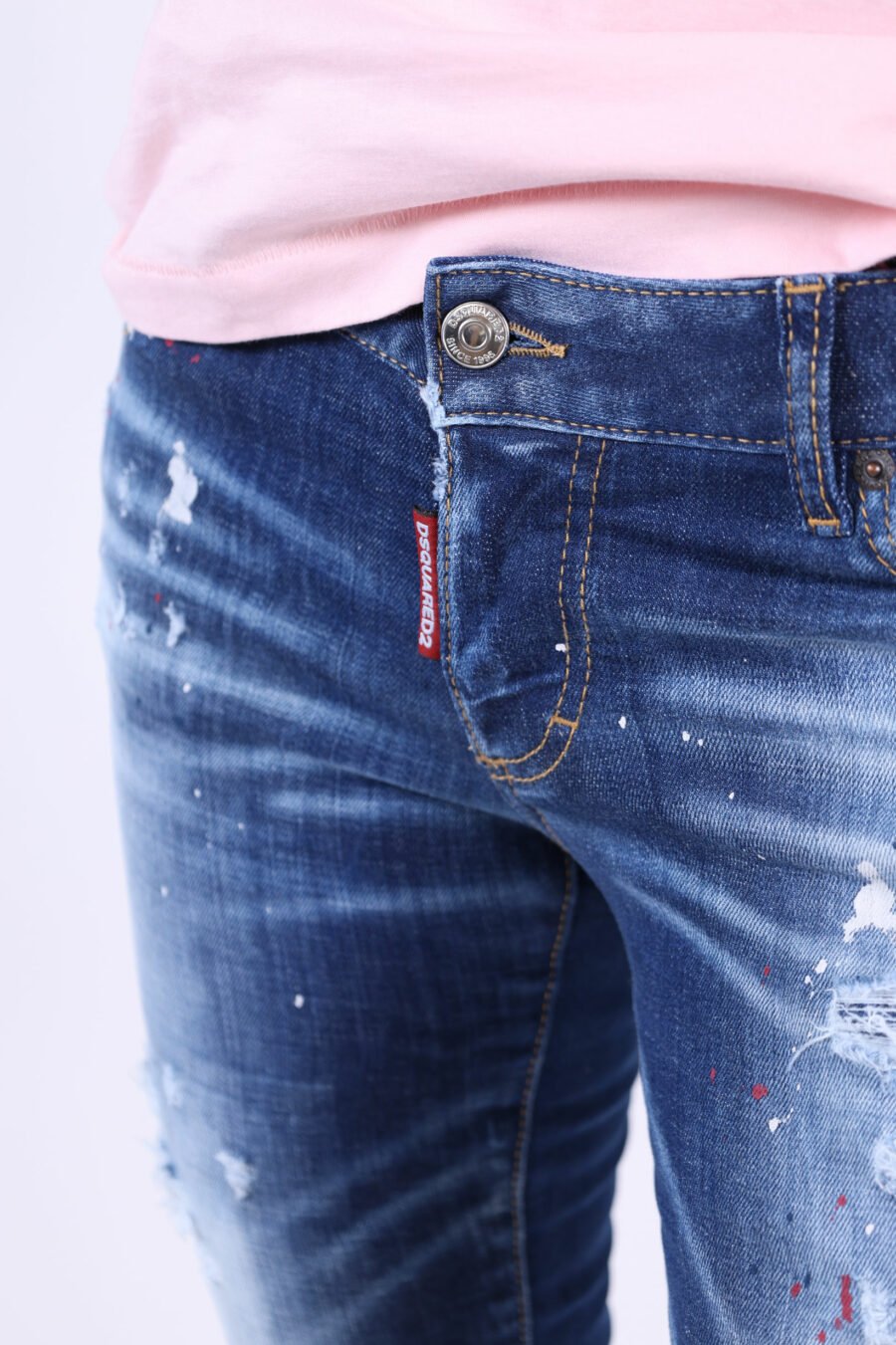 Jeans "Jennifer Jean" bleu avec éclaboussures de peinture et effet délavé - 361223054662201903