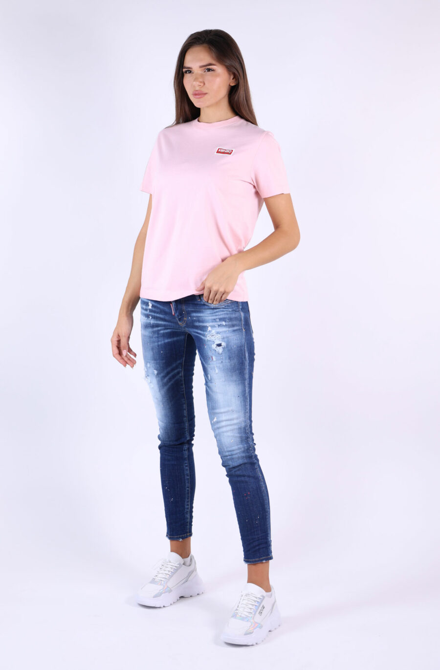Camiseta rosa "oversize" con logo "kenzo paris" - 361223054662201904