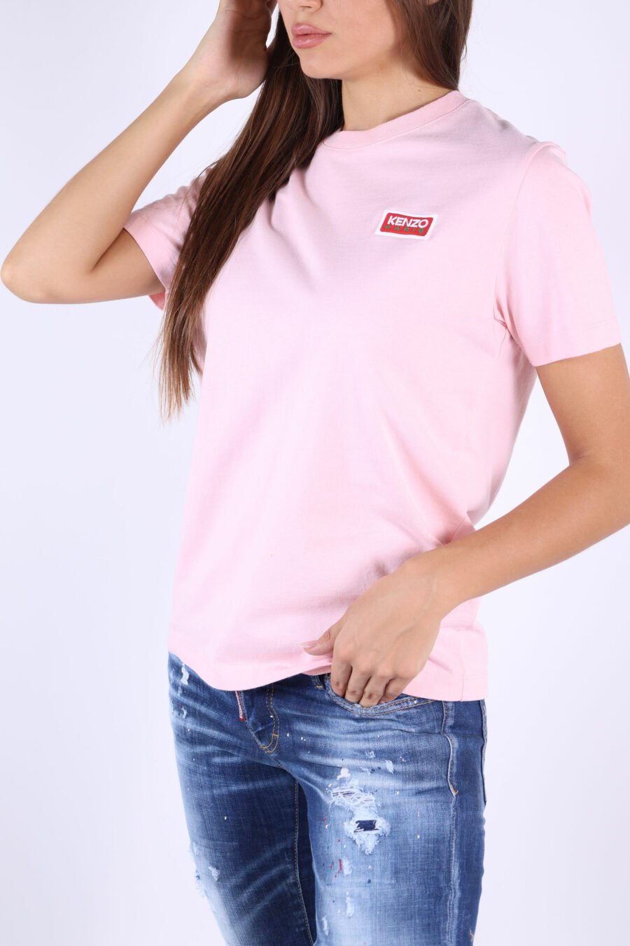 Camiseta rosa "oversize" con logo "kenzo paris" - 361223054662201907