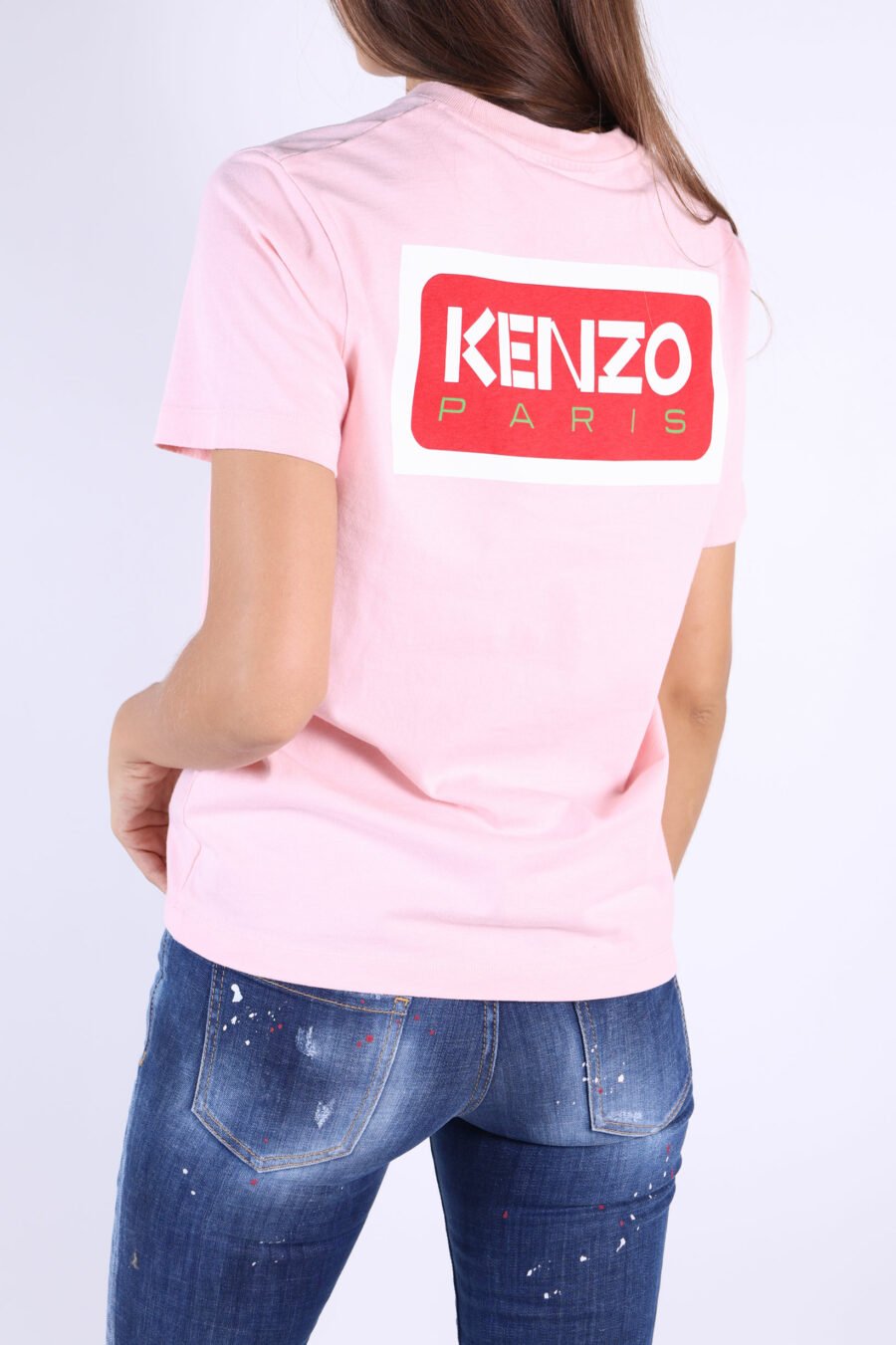 Camiseta rosa "oversize" con logo "kenzo paris" - 361223054662201908