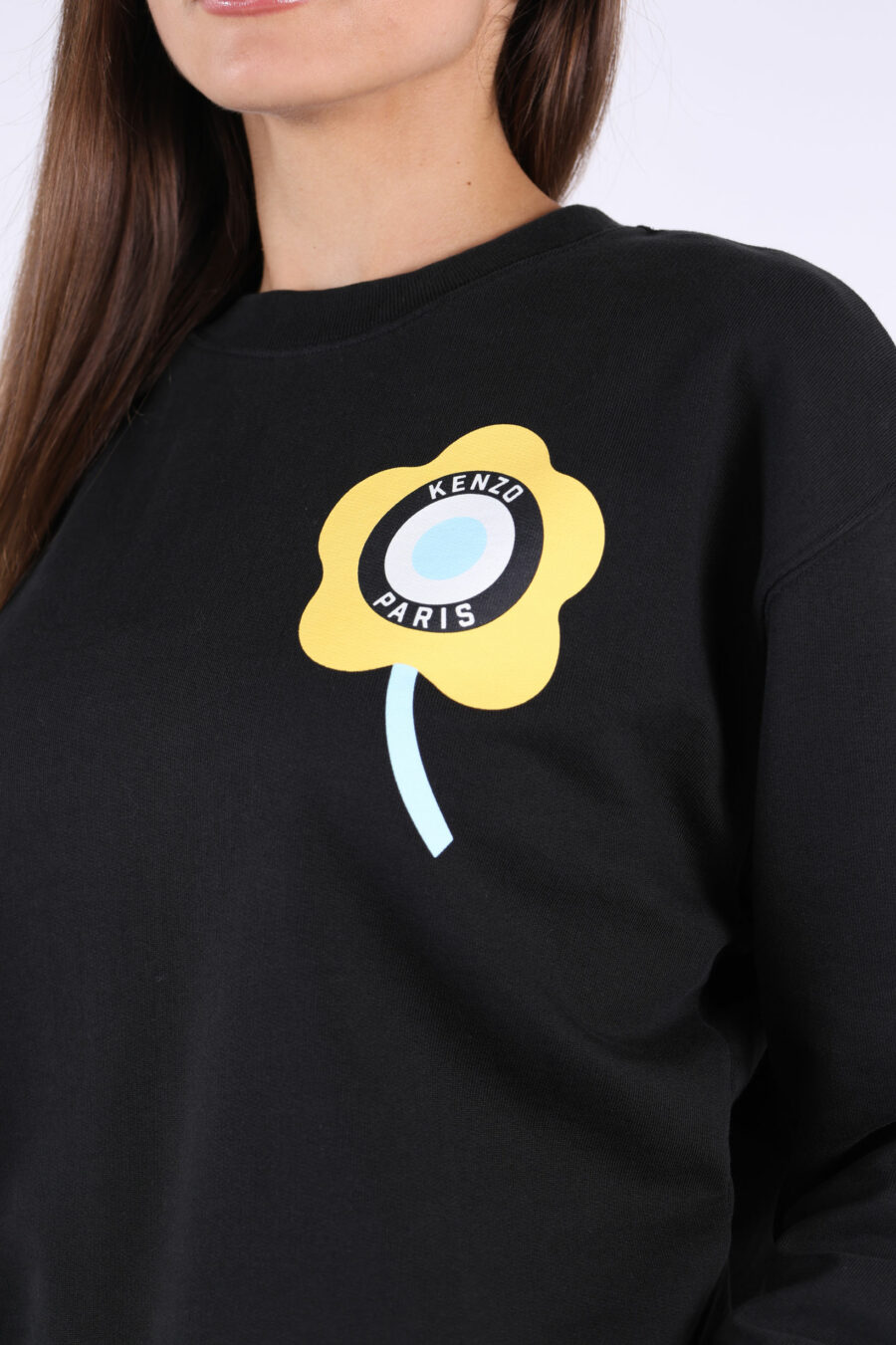 Schwarzes Sweatshirt mit gelbem "kenzo target" Logo - 361223054662202011