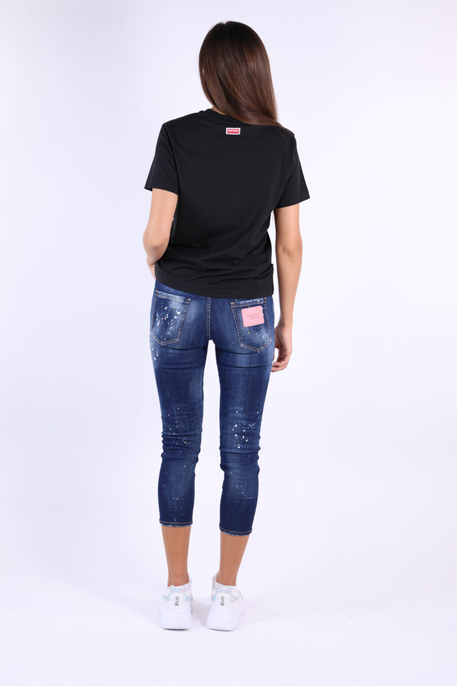 Cool girl cropped jean trousers "Cool girl cropped jean" blue worn with rips - 361223054662202021 1