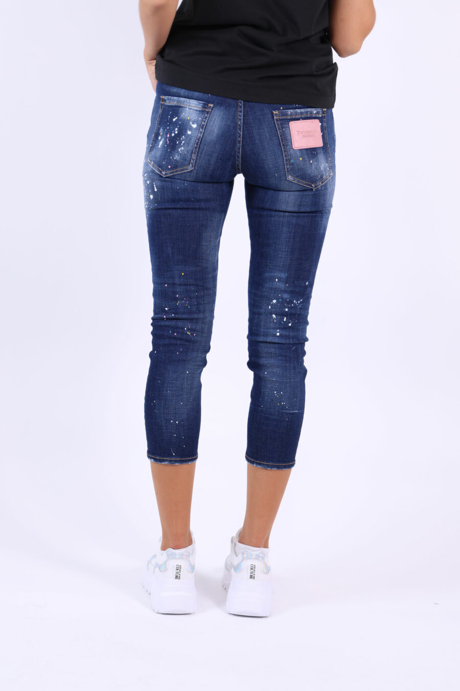 Cool girl cropped jean trousers "Cool girl cropped jean" blue worn with rips - 361223054662202025