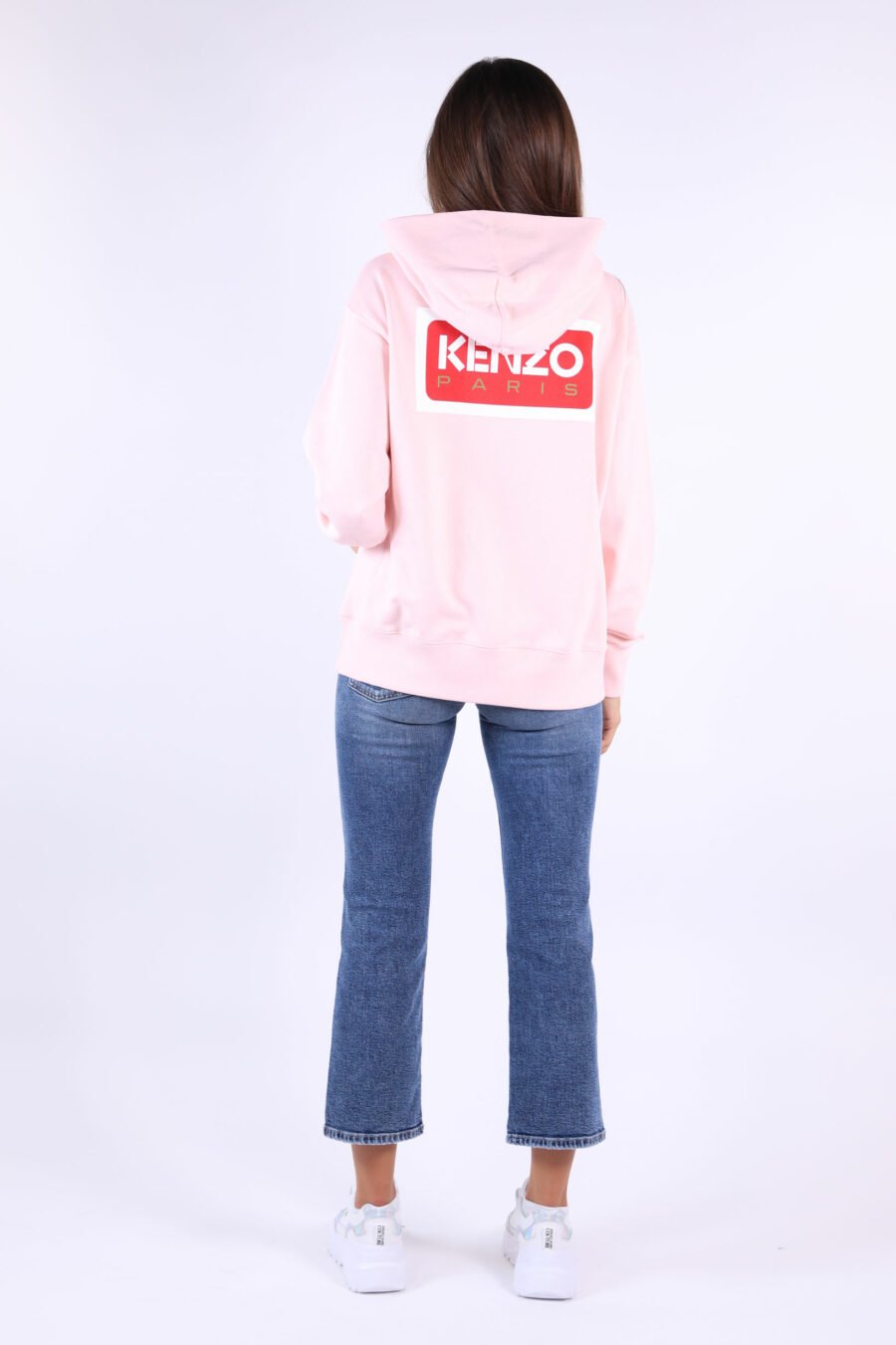 Sweat oversize rose à capuche avec logo "kenzo paris" - 361223054662202074