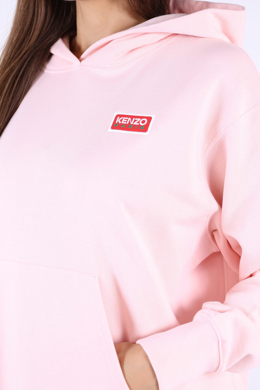 Sweat oversize rose à capuche avec logo "kenzo paris" - 361223054662202075