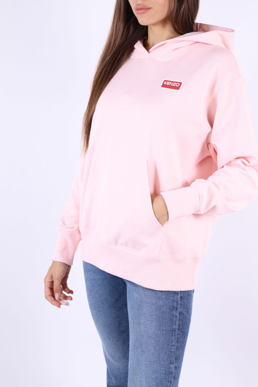 Sudadera "oversize" rosa con capucha y logo "kenzo paris" - 361223054662202076