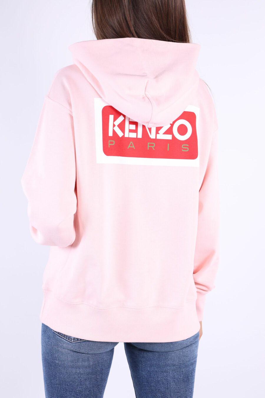 Sudadera "oversize" rosa con capucha y logo "kenzo paris" - 361223054662202077