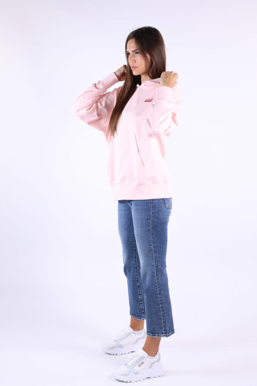 Sudadera "oversize" rosa con capucha y logo "kenzo paris" - 361223054662202078