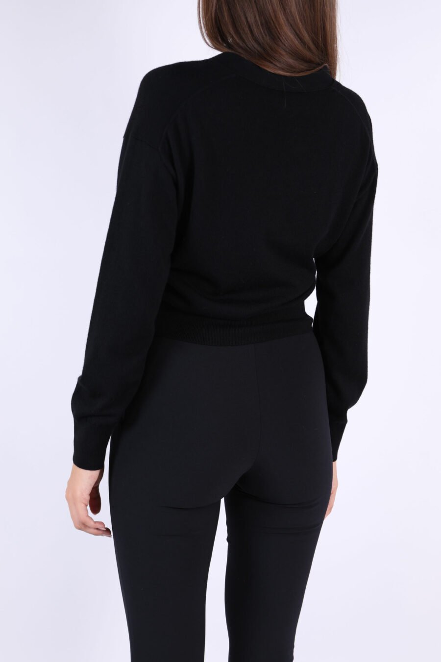 Black woollen jumper with mini-logo "boke flower" - 361223054662202134