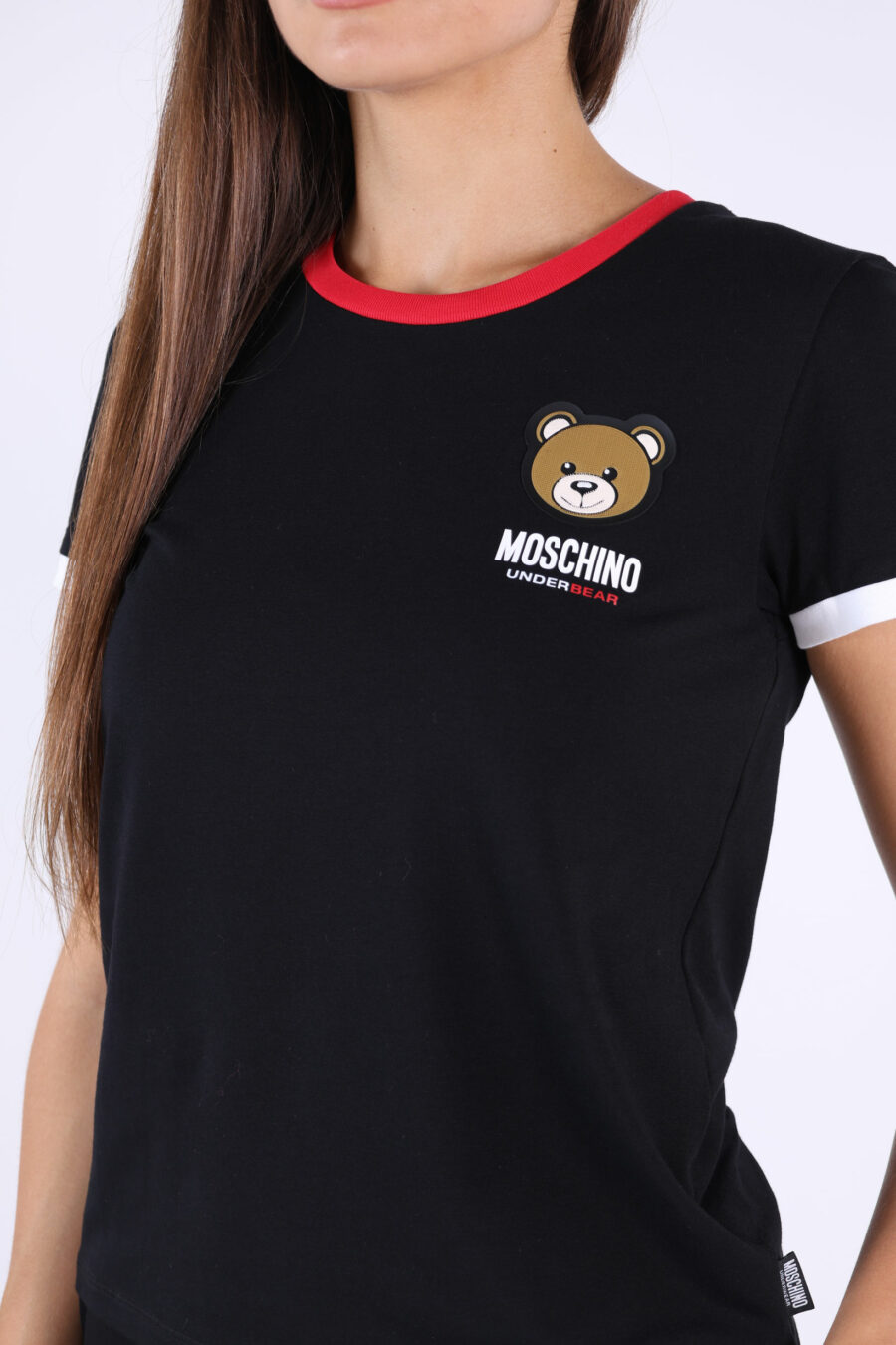T-Shirt schwarz mit rotem und Bär-Logo "underbear" Patch - 361223054662202209