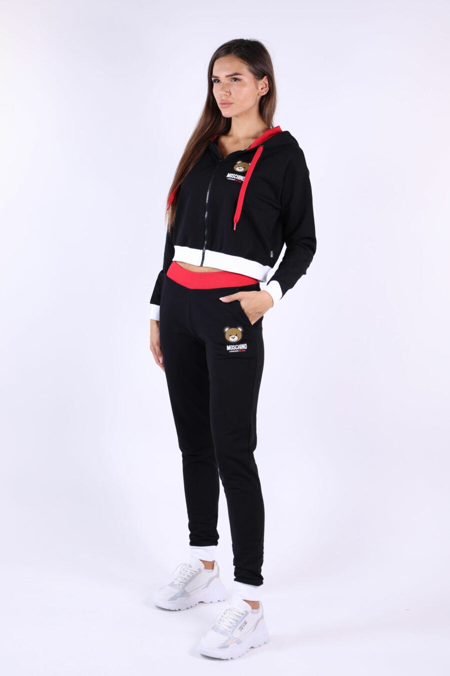 Black and red sweatshirt with hood and bear logo "underbear" patch - 361223054662202223